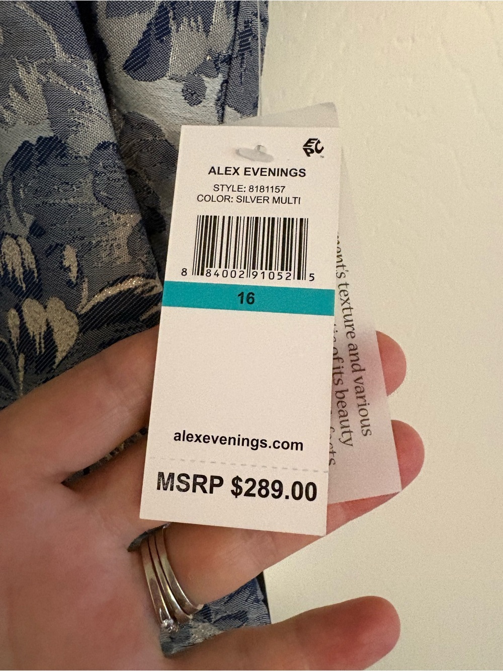 Alex Evenings Jaquard Short Sleeve Off Shoulder Gown NWT - Picture 12 of 15
